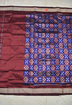 Red-Blue Colour Pasapali Design Patli Design Sambalpuri Handloom Silk Saree
