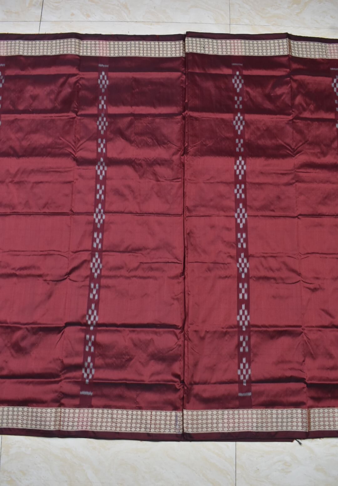 Red-Blue Colour Pasapali Design Patli Design Sambalpuri Handloom Silk Saree - Image 2