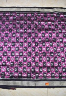 Pink-Black Colour Pasapali Design Sambalpuri Handloom Bandha Silk Saree
