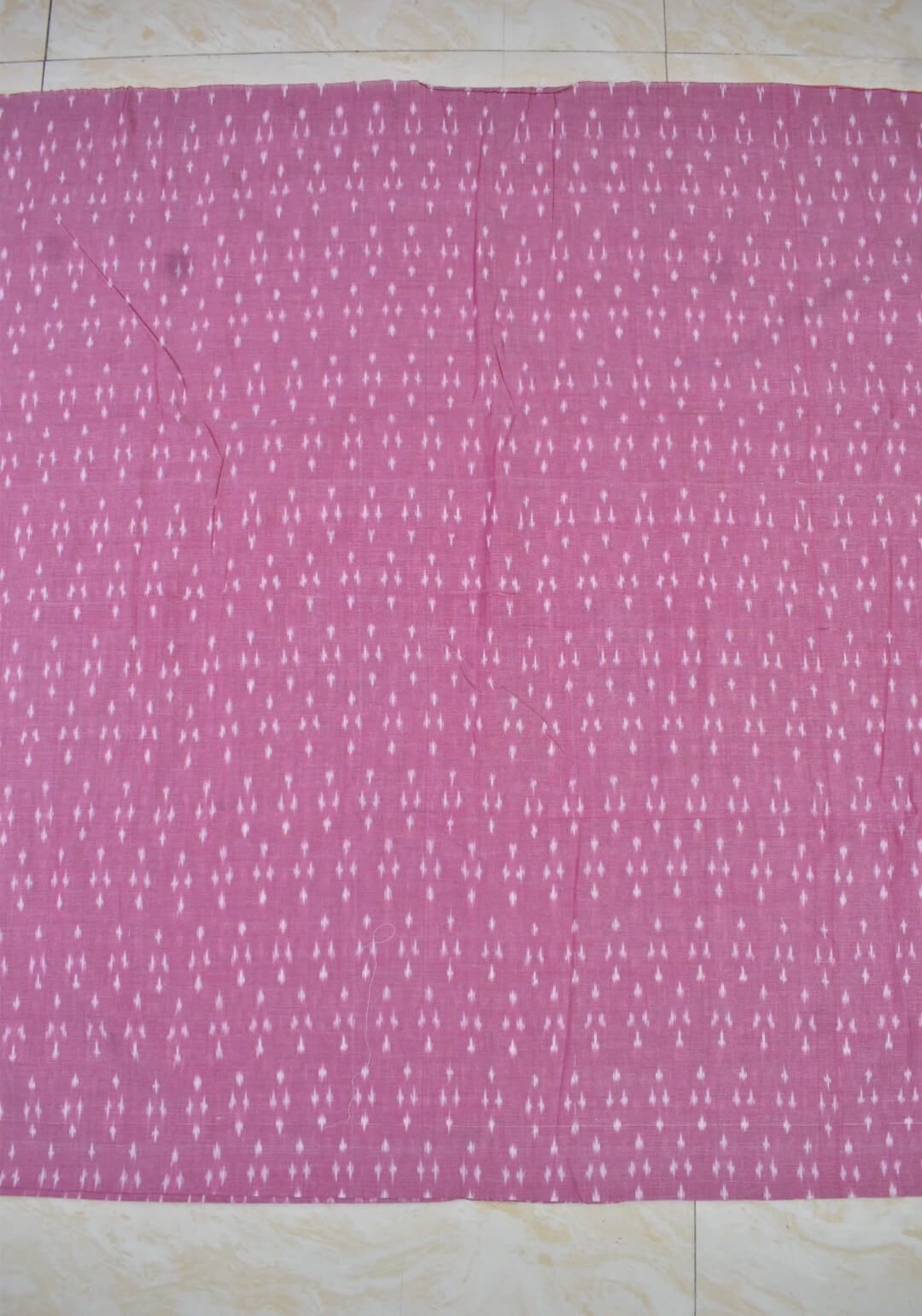 Pink Colour Ikkat Design Pochampally Handloom Cotton Fabric - Image 2