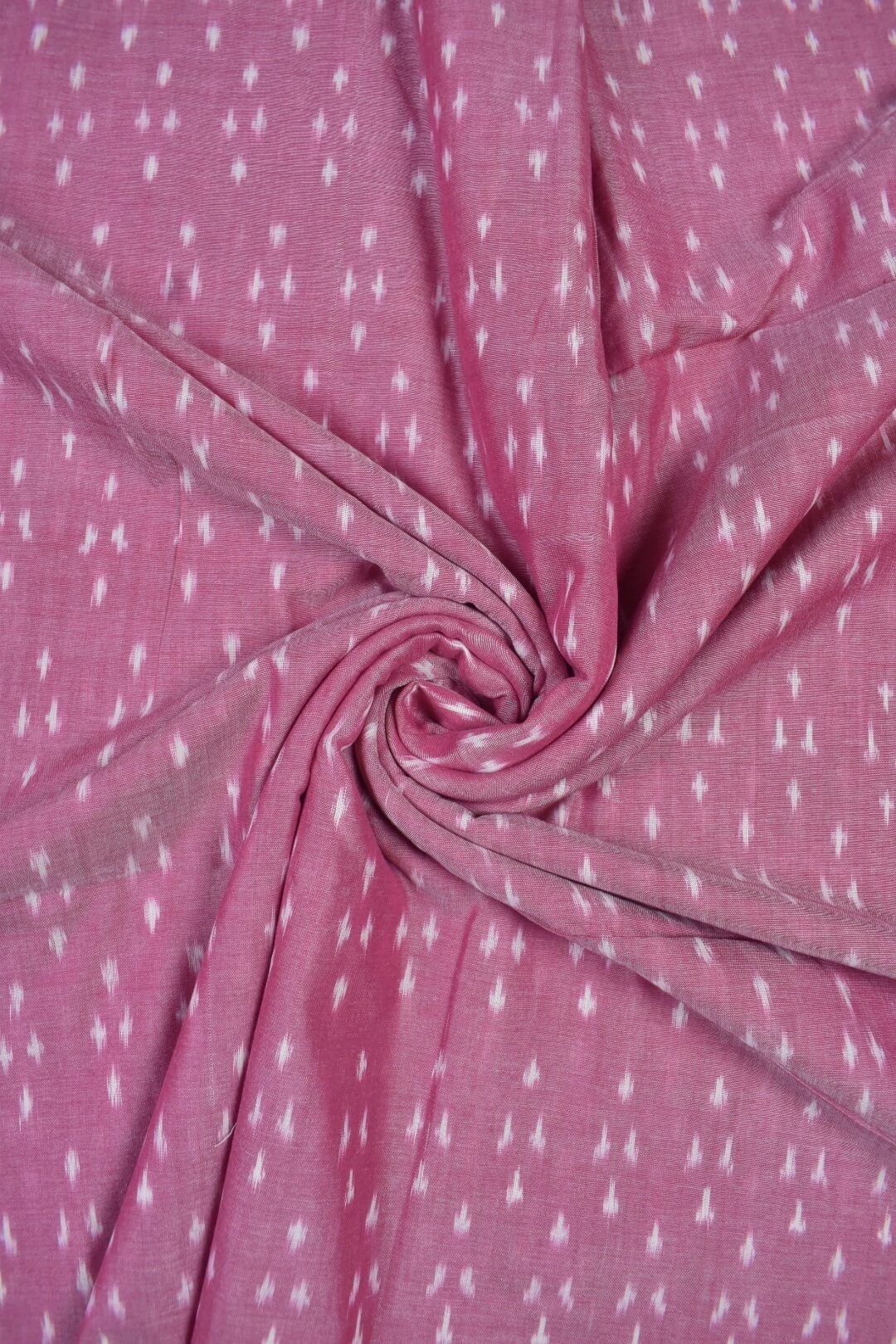 Pink Colour Ikkat Design Pochampally Handloom Cotton Fabric
