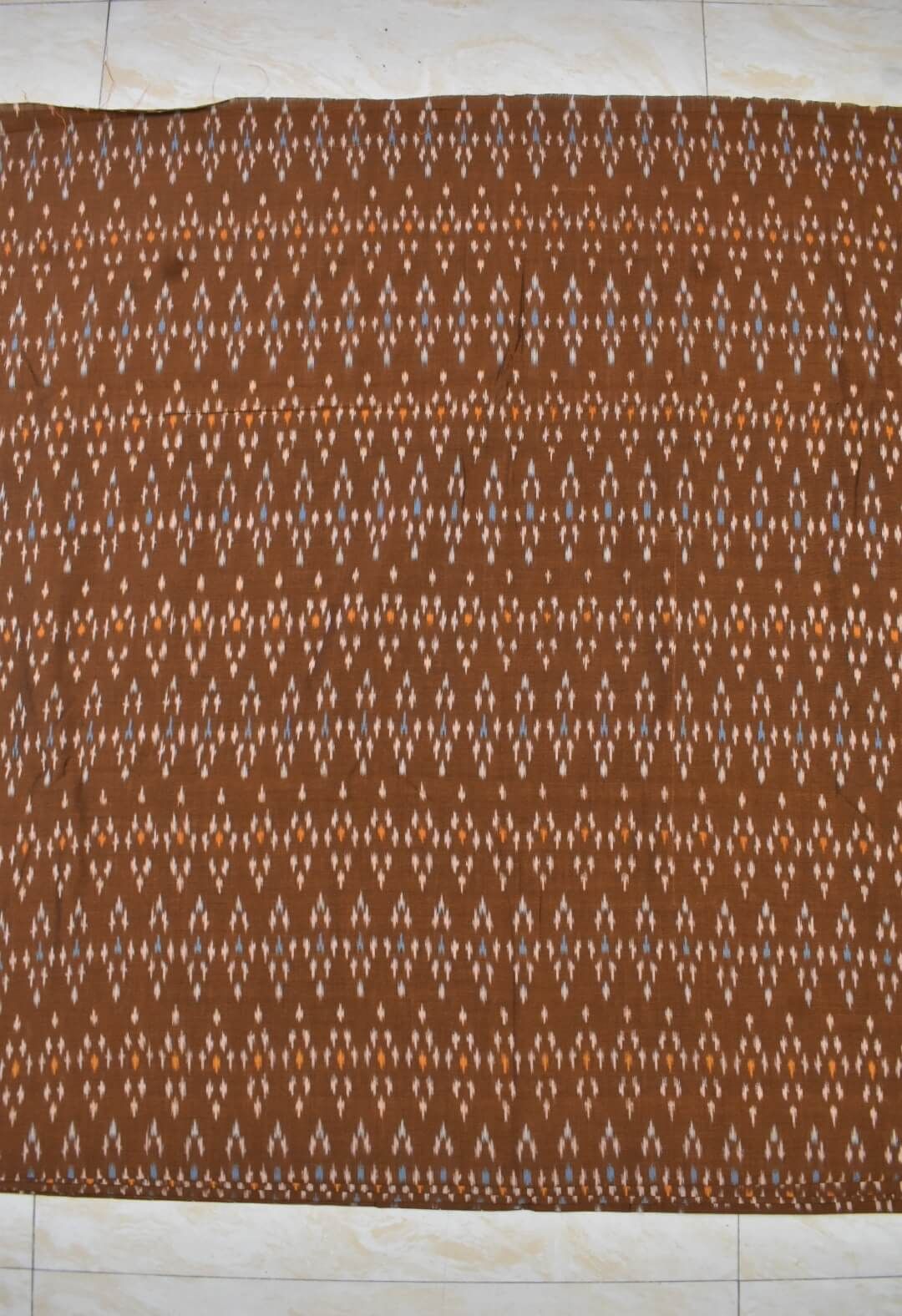 Bronze Colour Ikkat Design Pochampally Handloom Cotton Fabric - Image 2
