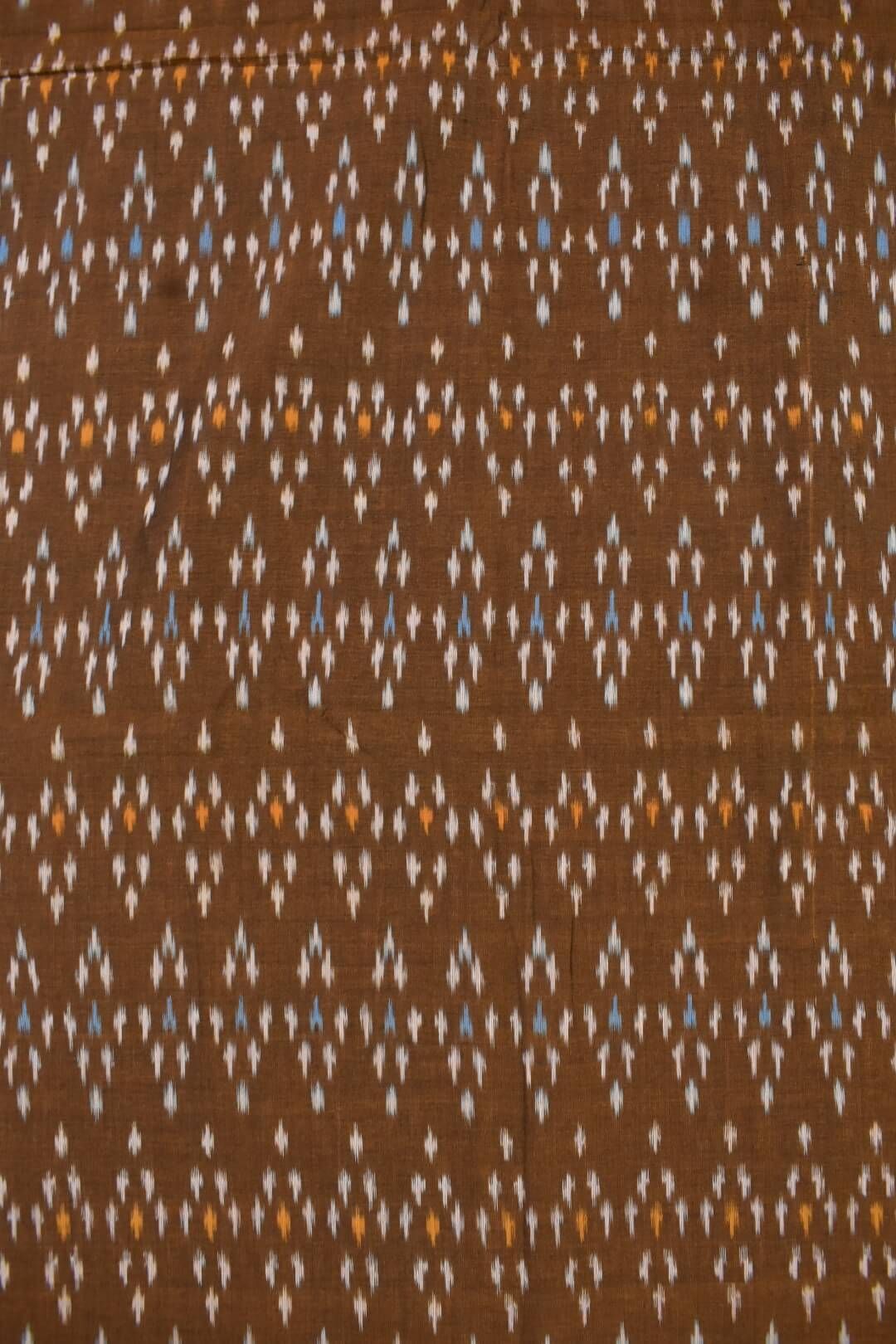 Bronze Colour Ikkat Design Pochampally Handloom Cotton Fabric - Image 3