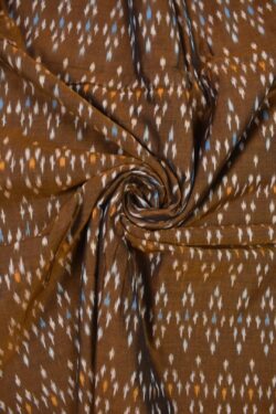 Bronze Colour Ikkat Design Pochampally Handloom Cotton Fabric