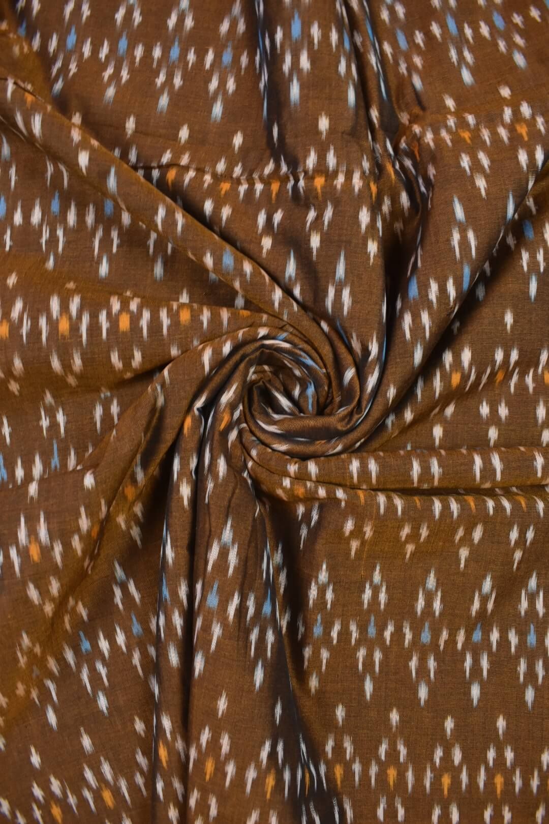 Bronze Colour Ikkat Design Pochampally Handloom Cotton Fabric
