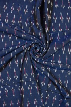 Blue Colour Ikkat Design Pochampally Handloom Cotton Fabric