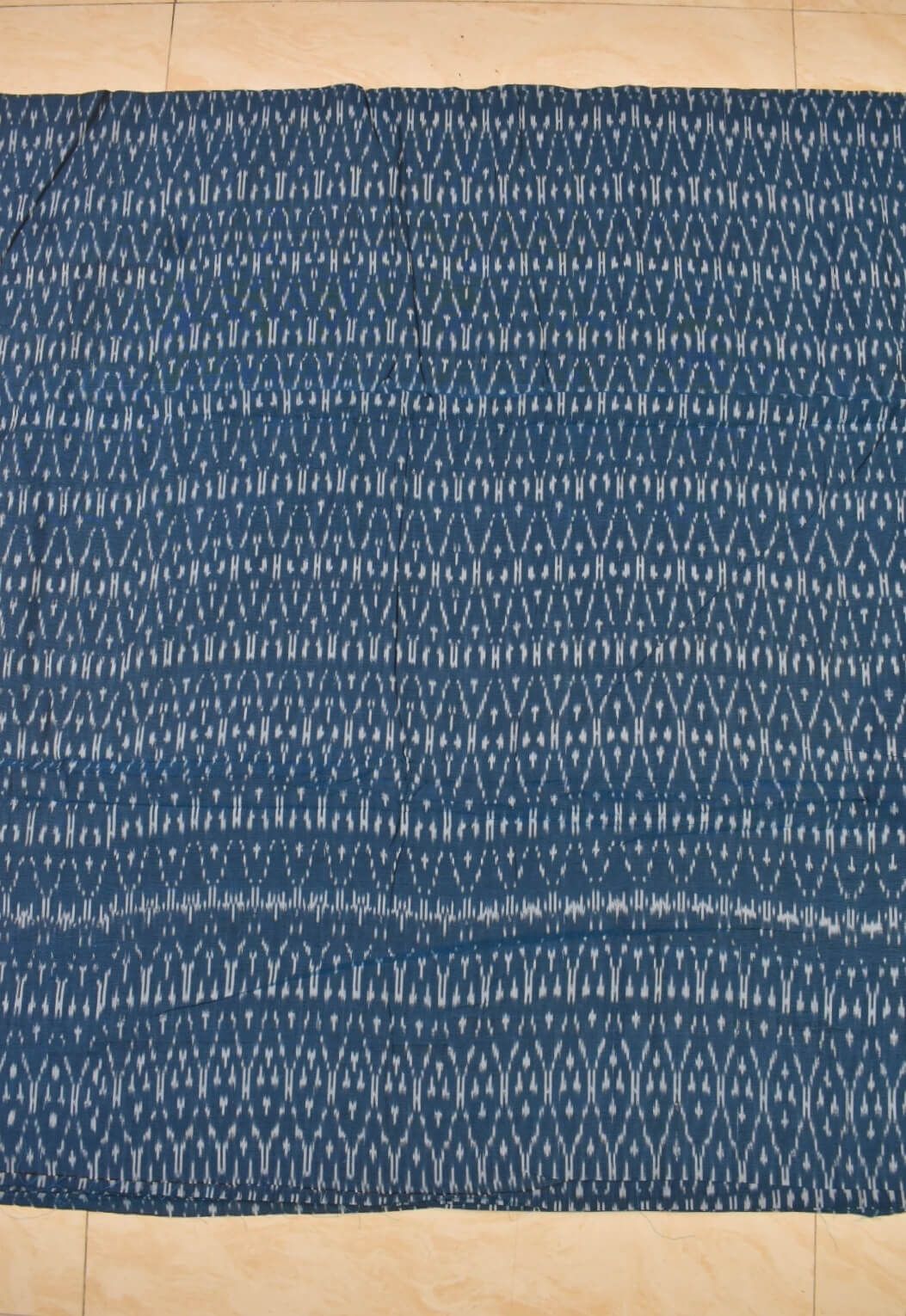 Blue Colour Ikkat Design Pochampally Handloom Cotton Fabric - Image 2