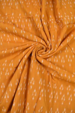 Yellow Colour Ikkat Design Pochampally Handloom Cotton Fabric