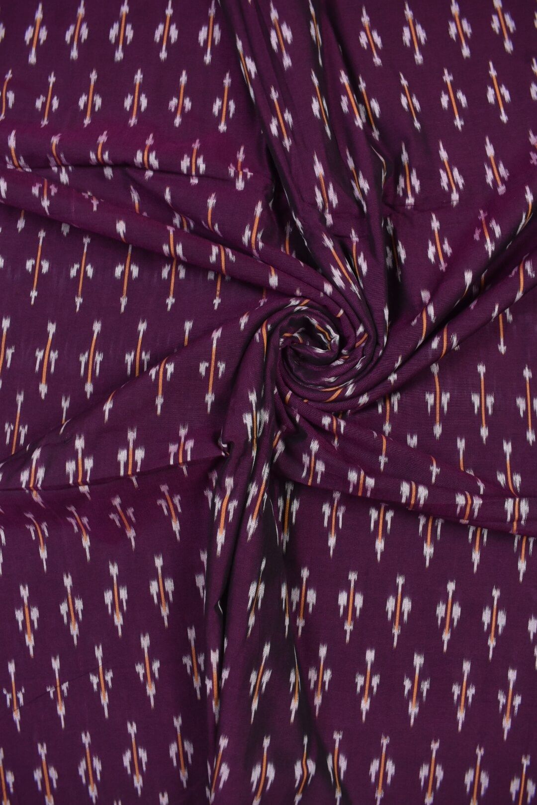 Purple Colour Ikkat Design Pochampally Handloom Cotton Fabric
