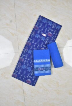 Blue Colour Sambalpuri Handloom Cotton Dress Material