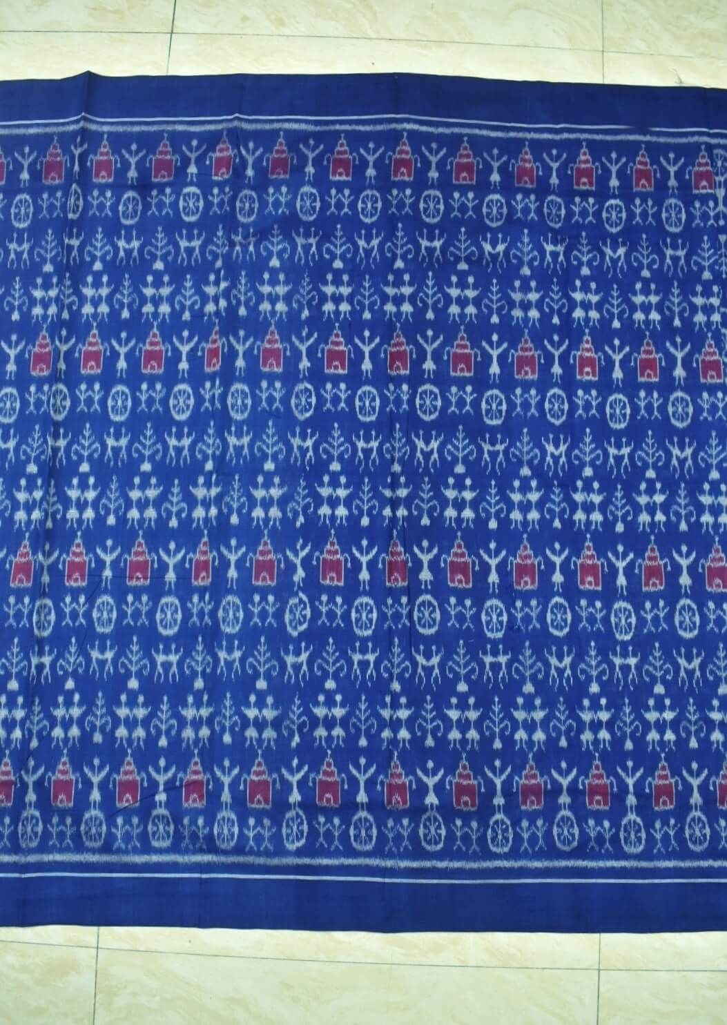 Blue Colour Sambalpuri Handloom Cotton Dress Material - Image 4
