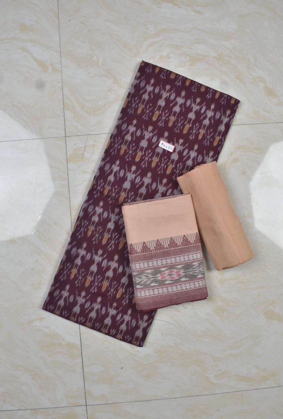 Maroon Colour Sambalpuri Handloom Cotton Dress Material
