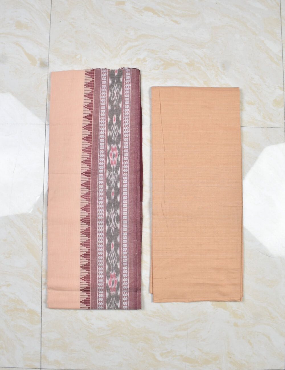 Maroon Colour Sambalpuri Handloom Cotton Dress Material - Image 2