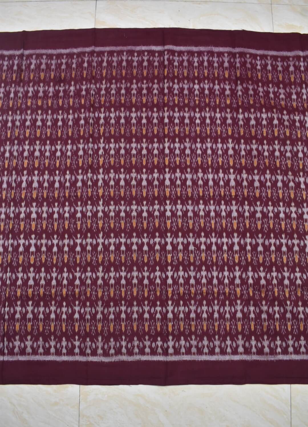 Maroon Colour Sambalpuri Handloom Cotton Dress Material - Image 4