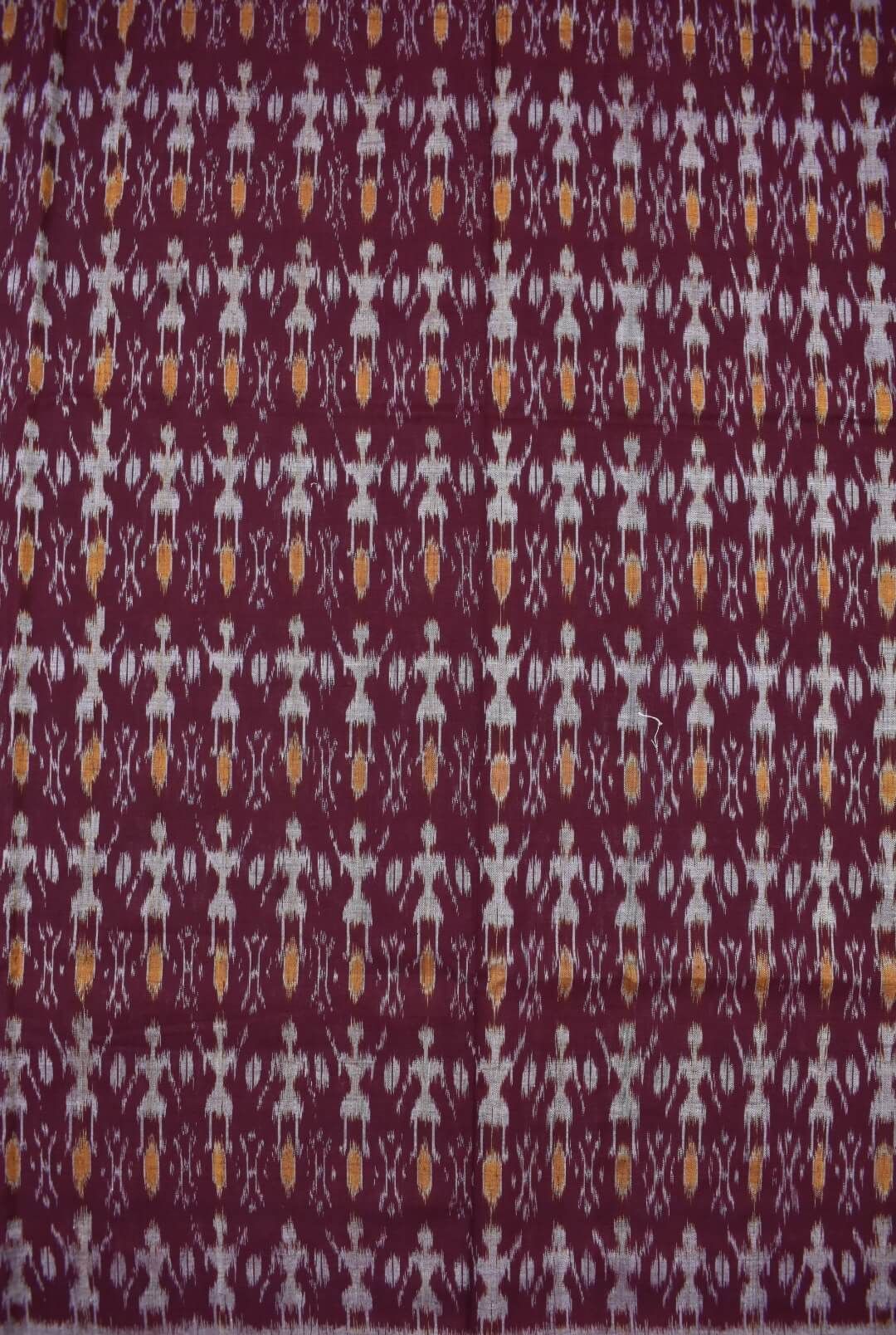 Maroon Colour Sambalpuri Handloom Cotton Dress Material - Image 5