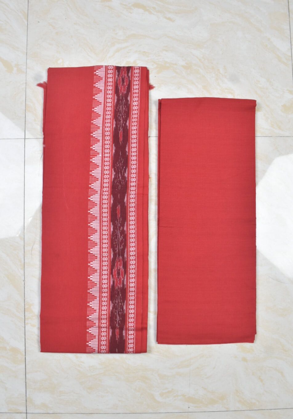 Sky Blue Colour Sambalpuri Handloom Cotton Dress Material - Image 2