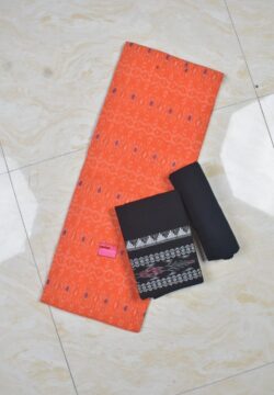 Orange Colour Sambalpuri Handloom Cotton Dress Material
