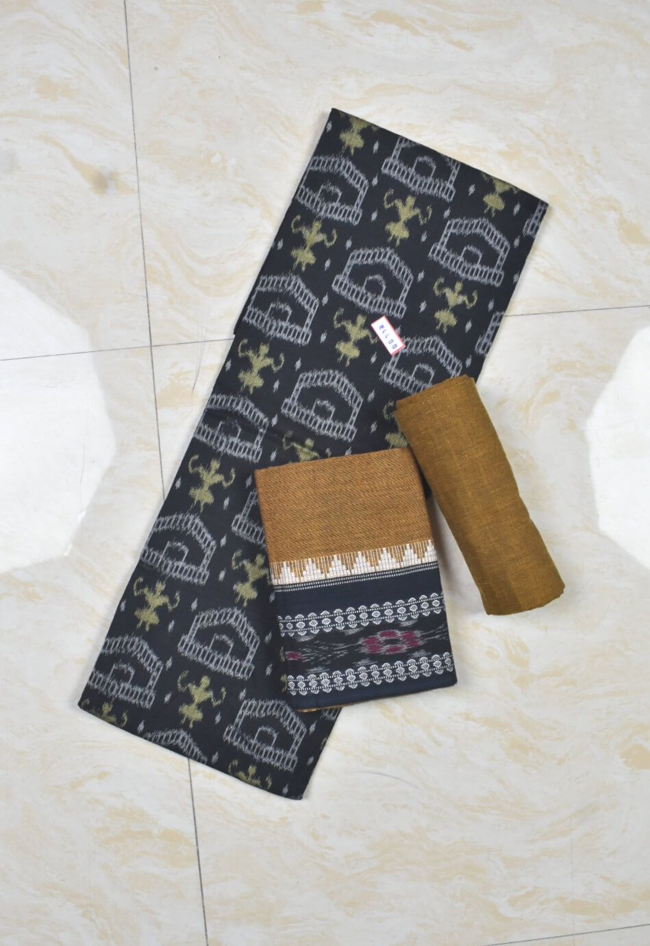 Black Colour Sambalpuri Handloom Cotton Dress Material