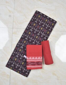 Brown Colour Sambalpuri Handloom Cotton Dress Material