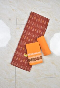 Orange Colour Sambalpuri Handloom Cotton Dress Material