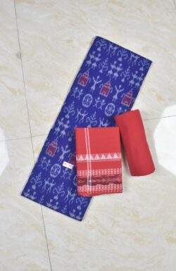 Blue Colour Sambalpuri Handloom Cotton Dress Material