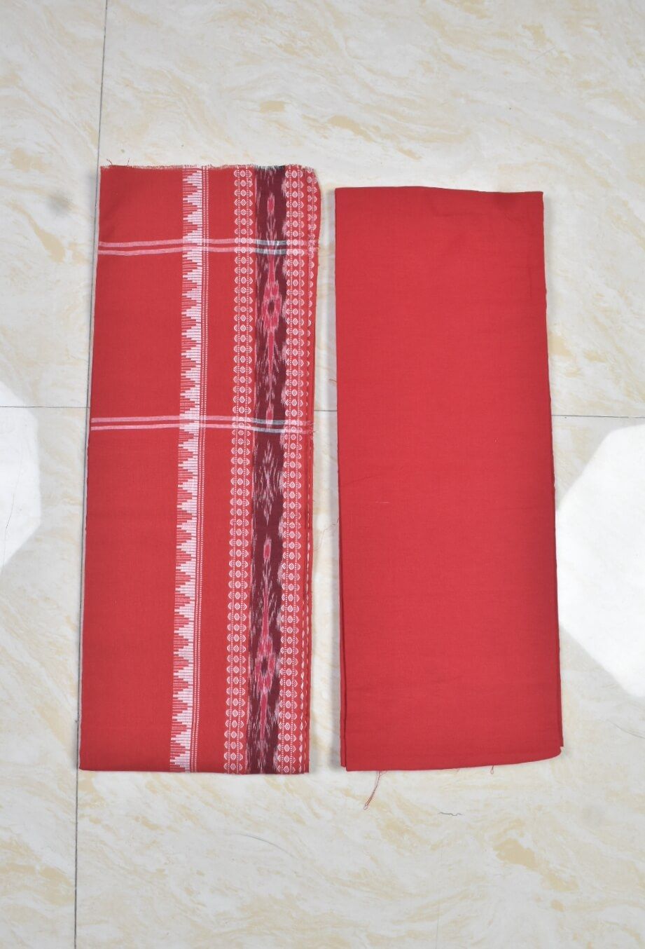 Blue Colour Sambalpuri Handloom Cotton Dress Material - Image 2