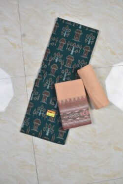 Green Colour Sambalpuri Handloom Cotton Dress Material