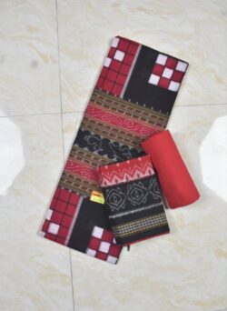 Black-Red Colour Sambalpuri Handloom Cotton Dress Material