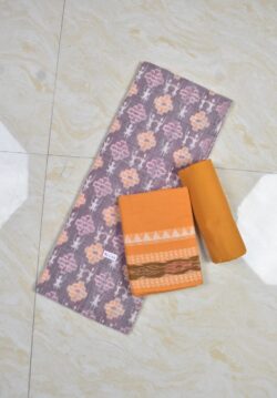 Gray Colour Sambalpuri Handloom Cotton Dress Material