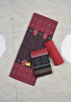 Red Colour Sambalpuri Handloom Cotton Dress Material