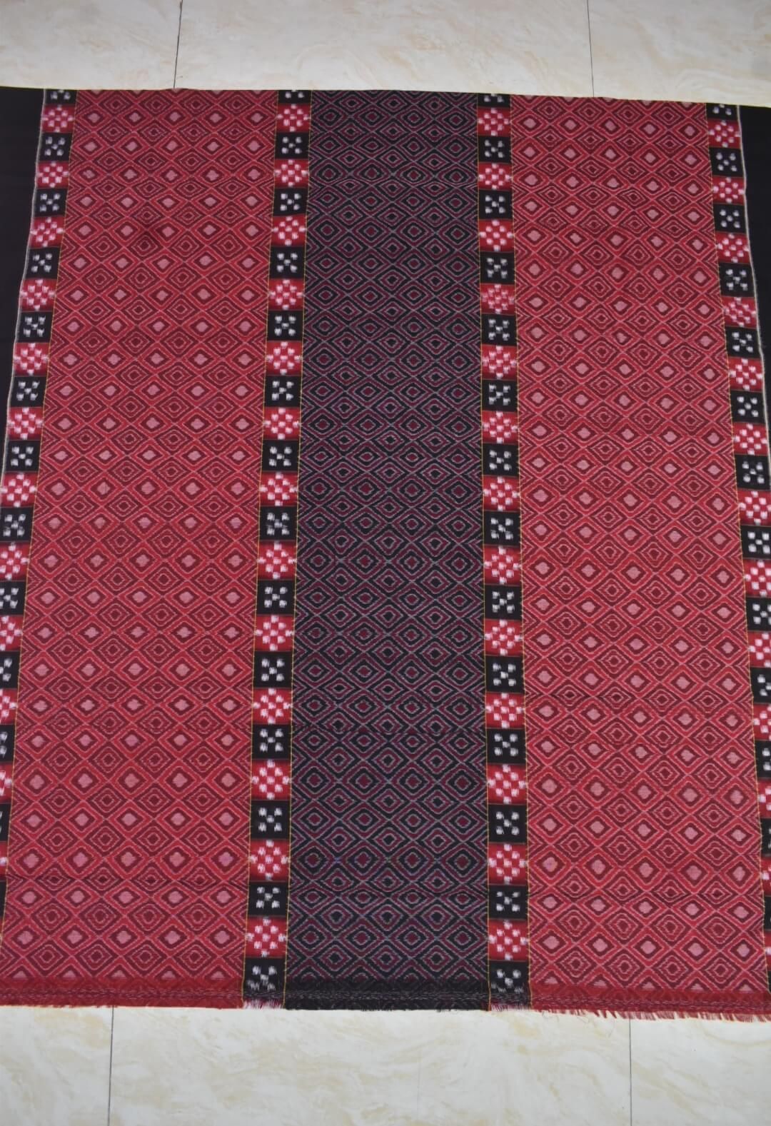 Red Colour Sambalpuri Handloom Cotton Dress Material - Image 4