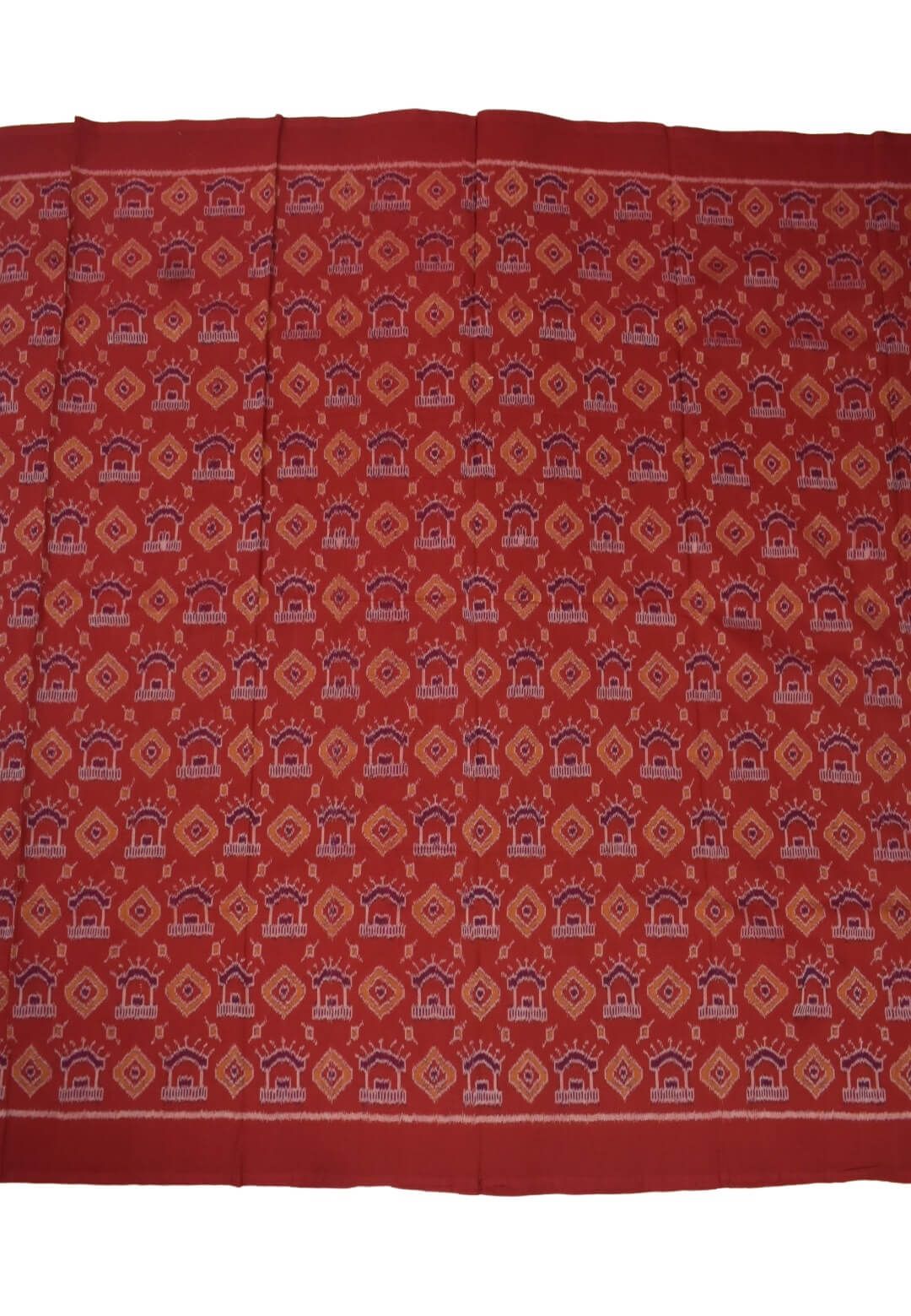 Red Colour Sambalpuri Handloom Cotton Dress Material - Image 4