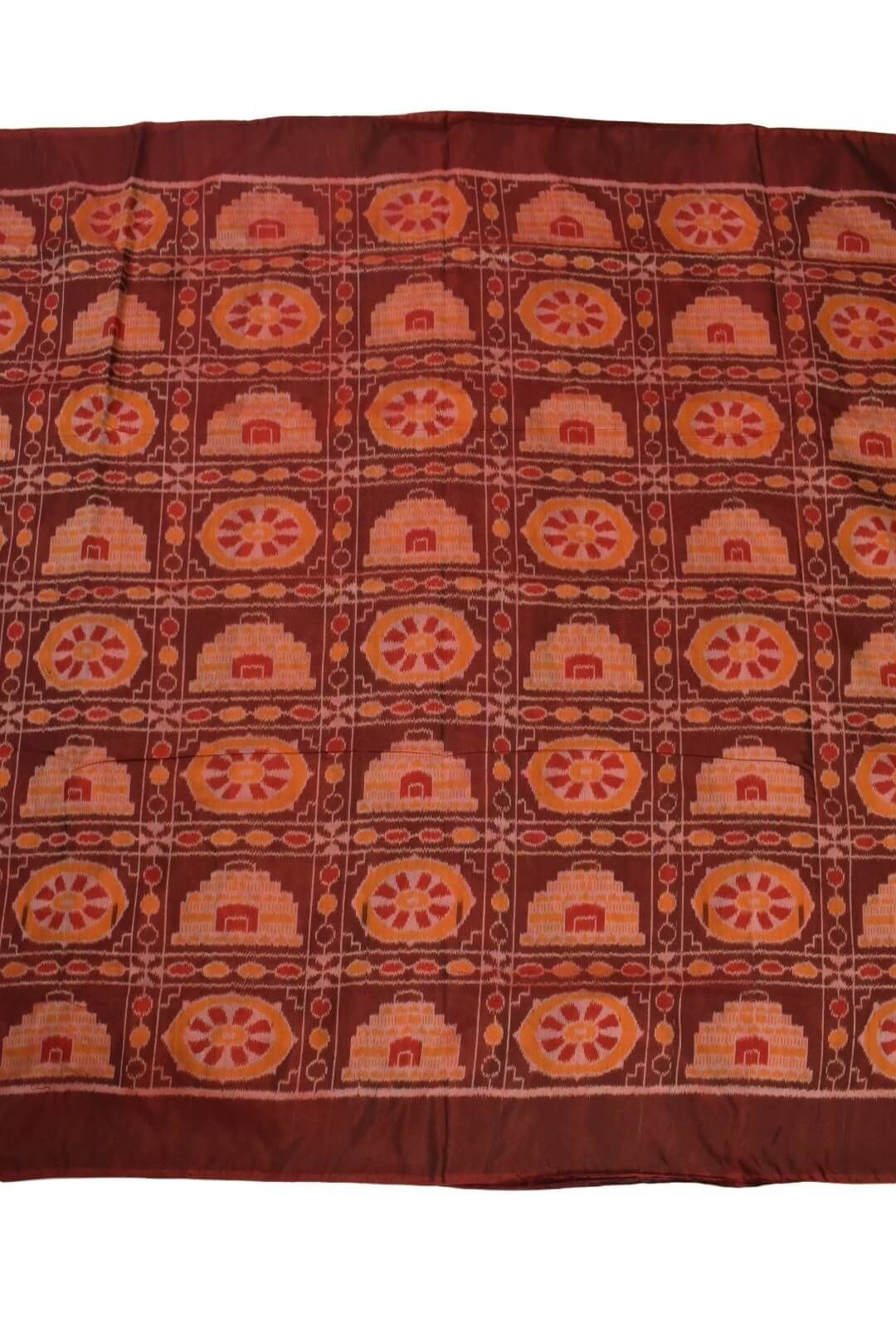 Red Colour Sambalpuri Handloom Cotton/Pata Bapta fabric - Image 2