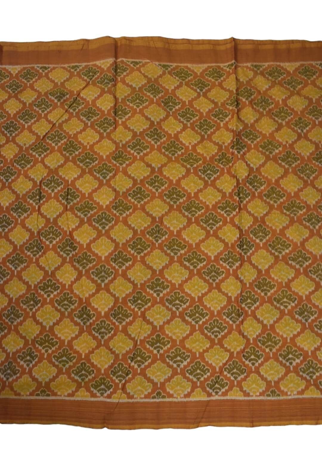 Mustard Yellow Colour Sambalpuri Handloom Cotton Fabrics - Image 2