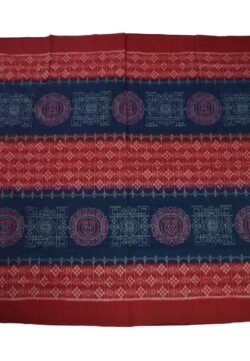 Blue-Red Colour  Sambalpuri Handloom Cotton Bandha Saree