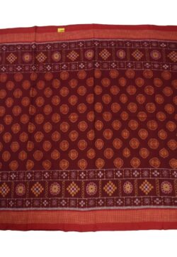 Red Colour  Sambalpuri Handloom Cotton Bandha Saree