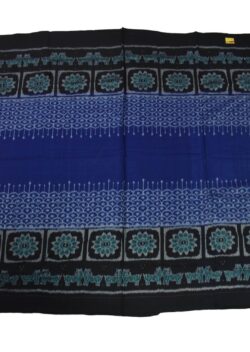 Blue Colour Double Border Sambalpuri Handloom Cotton Bandha Saree