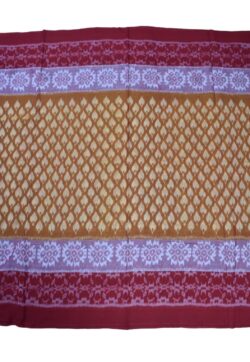Orange Colour Double Border  Sambalpuri Handloom Cotton Bandha Saree