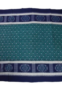 Green-Blue Colour Double Border Sambalpuri Handloom Cotton Bandha Saree