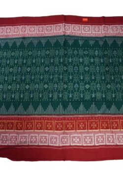 Green Colour  Sambalpuri Handloom Cotton Bandha Saree