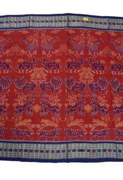 Red Colour Sambalpuri Handloom Cotton Bandha Saree
