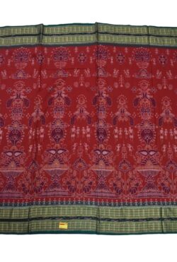 Red Colour Sambalpuri Handloom Cotton Bandha Saree