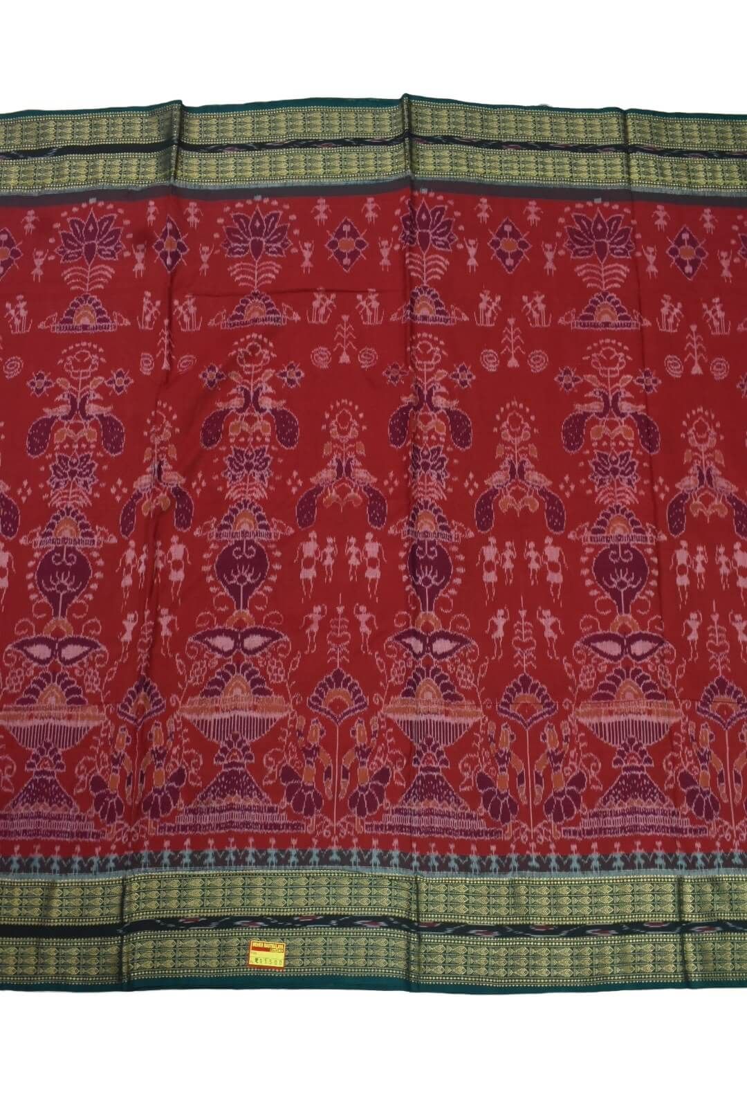 Red Colour Sambalpuri Handloom Cotton Bandha Saree