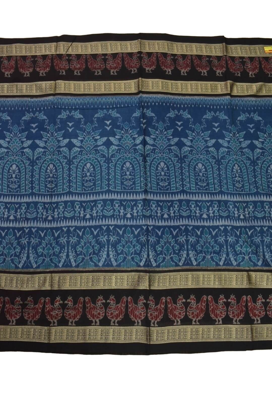Blue Colour Sambalpuri Handloom Cotton Bandha Saree