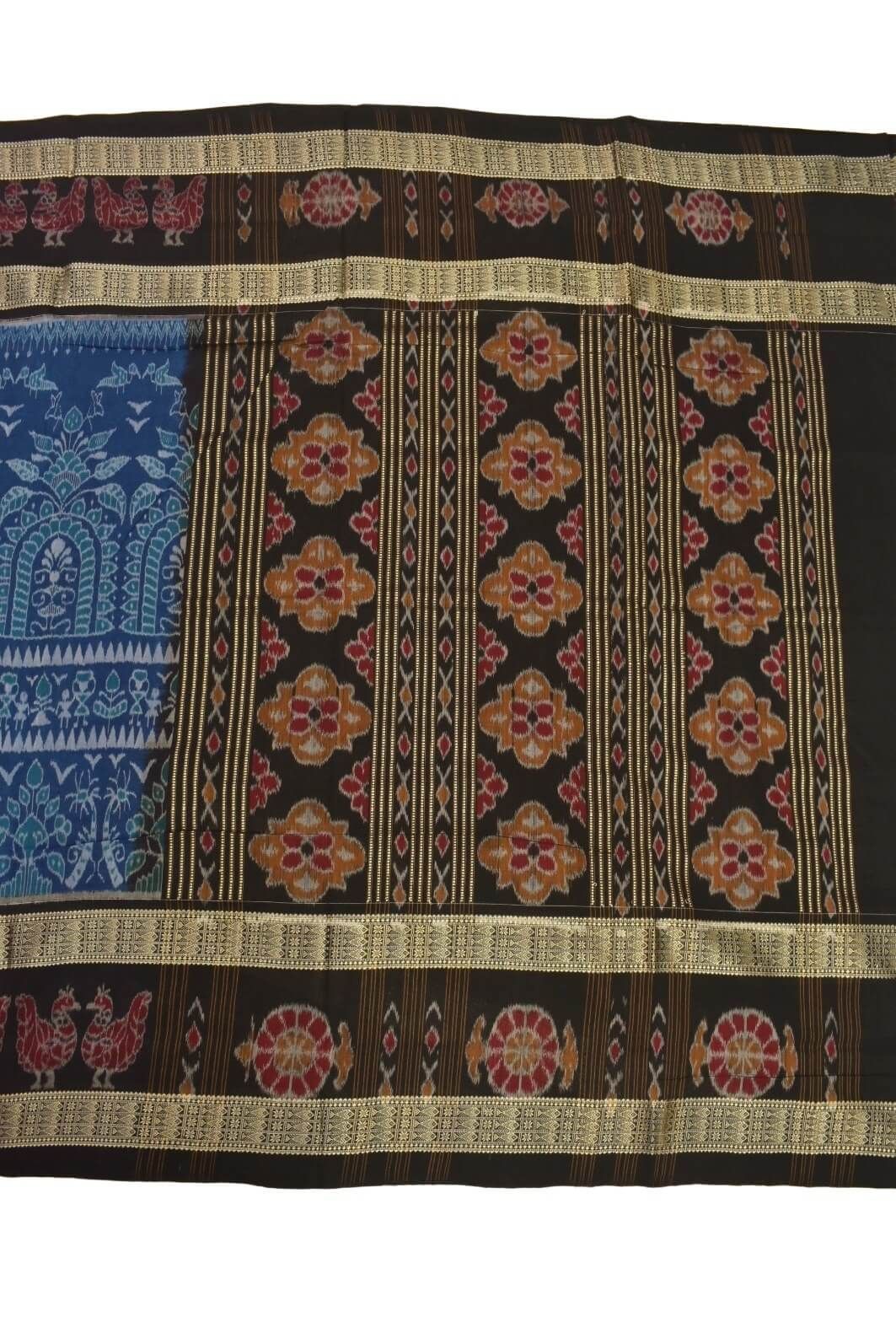 Blue Colour Sambalpuri Handloom Cotton Bandha Saree - Image 2