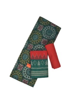 Green Colour Sambalpuri Handloom Cotton Dress Material