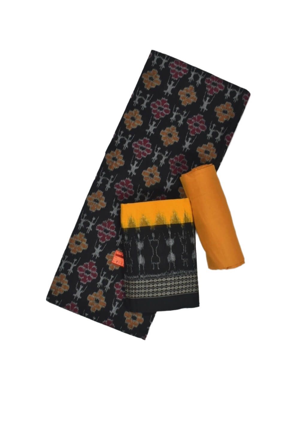 Black Colour Sambalpuri Handloom Cotton Dress Material