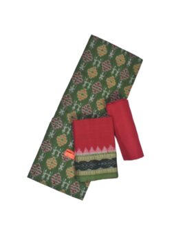 Green Colour Sambalpuri Handloom Cotton Dress Material
