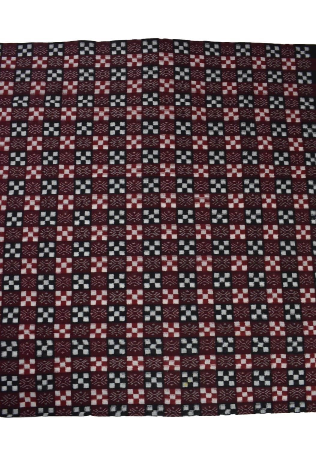 Black-Red Colour Sambalpuri Handloom Cotton Dress Material - Image 4