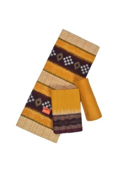 Yellow-Black Colour Sambalpuri Handloom Cotton Dress Material